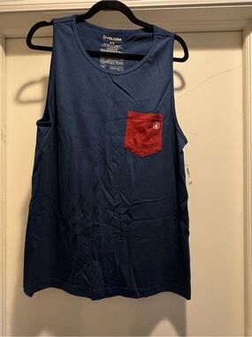 Volcom Navy Blue Tank with Red Chest Pocket